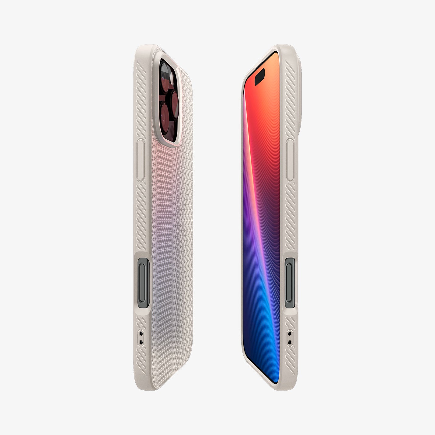 ACS08120 - iPhone 16 Pro Case Liquid Air in Natural Titanium showing the partial back, partial front and sides
