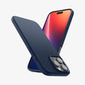 ACS08118 - iPhone 16 Pro Case Liquid Air in Navy Blue showing the back - upside down, partial front, sides and bottom