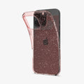 ACS08114 - iPhone 16 Pro Case Liquid Crystal Glitter in Rose Quartz showing the back, partially peeled off from the device