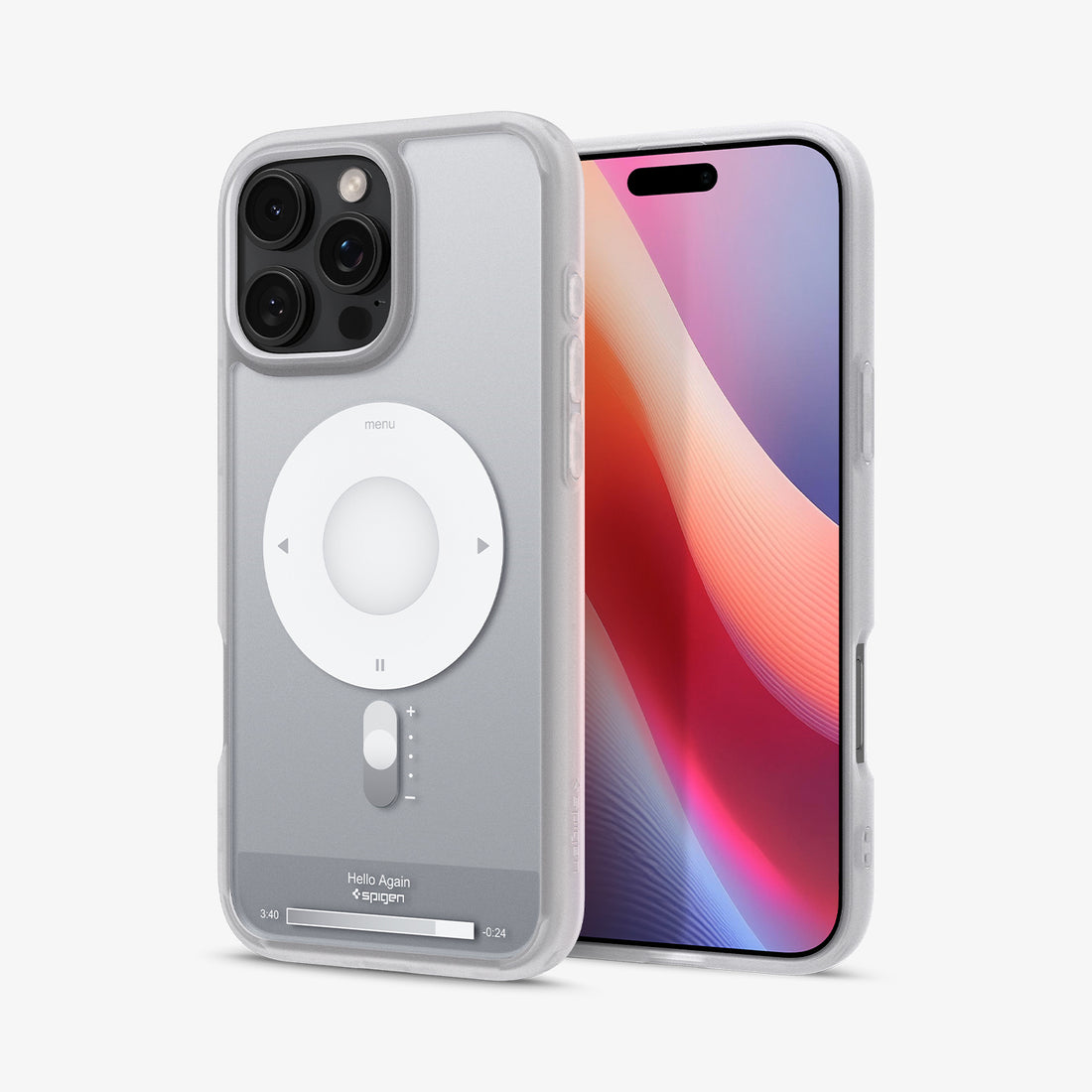 ACS08006 - iPhone 16 Pro Max Case Ultra Hybrid Classic (MagFit) in Classic Silver showing the back