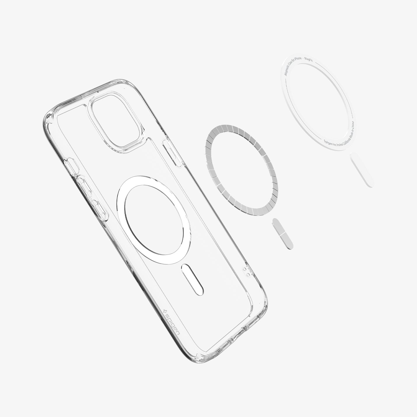 ACS06660 - iPhone 15 Plus Case Ultra Hybrid (MagFit) in white showing the inside magnetic ring layers
