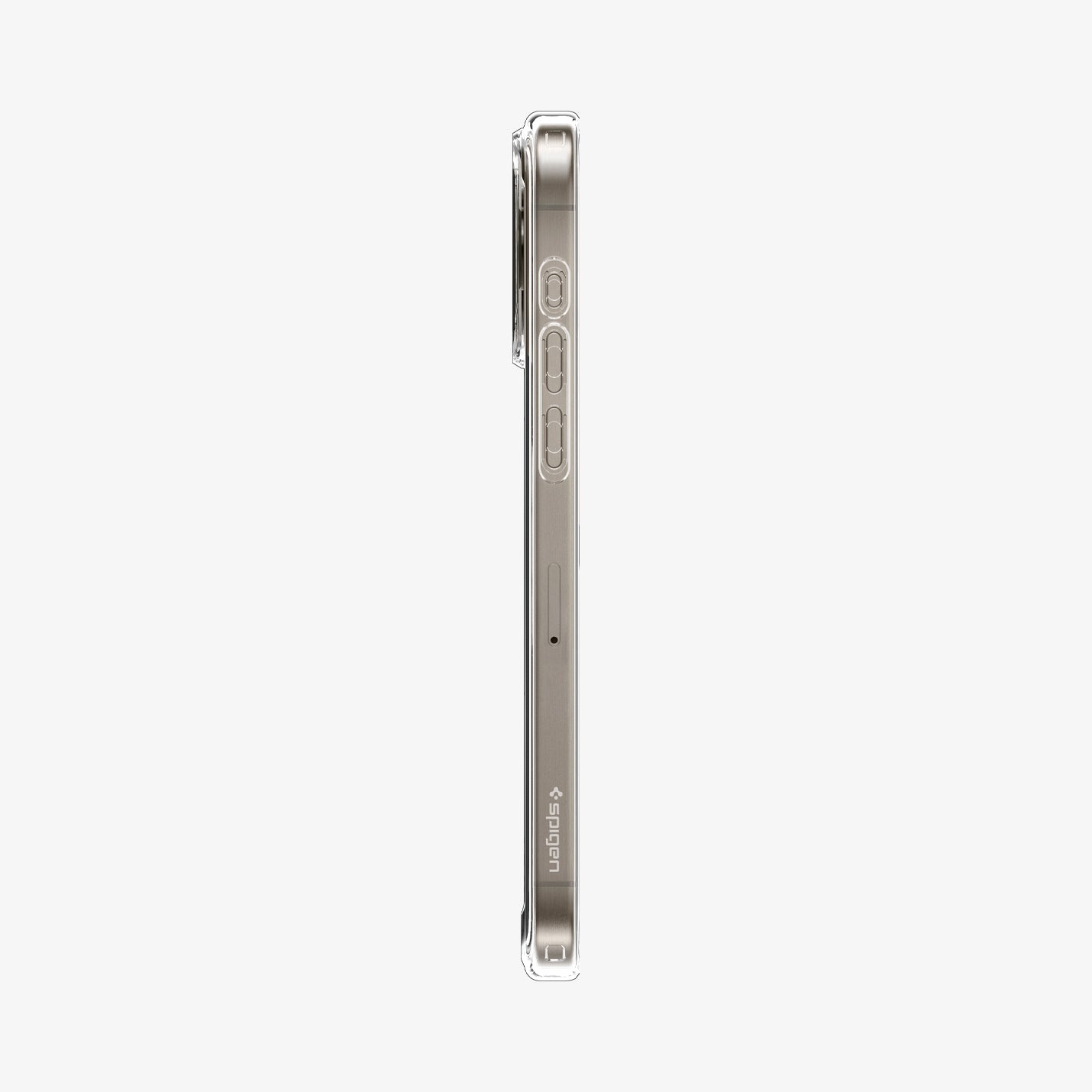 ACS07216 - iPhone 15 Pro Case Ultra Hybrid Zero One (MagFit) in Zero One Natural Titanium showing the side with side buttons