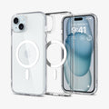 ACS06802 - iPhone 15 Case Ultra Hybrid (MagFit) in white showing the back and front