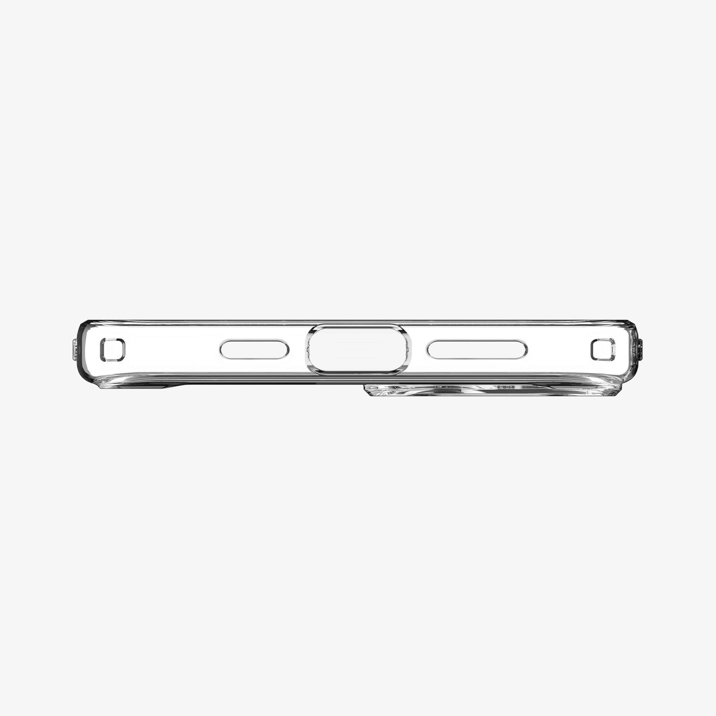 ACS06802 - iPhone 15 Case Ultra Hybrid (MagFit) in white showing the bottom with precise cutouts