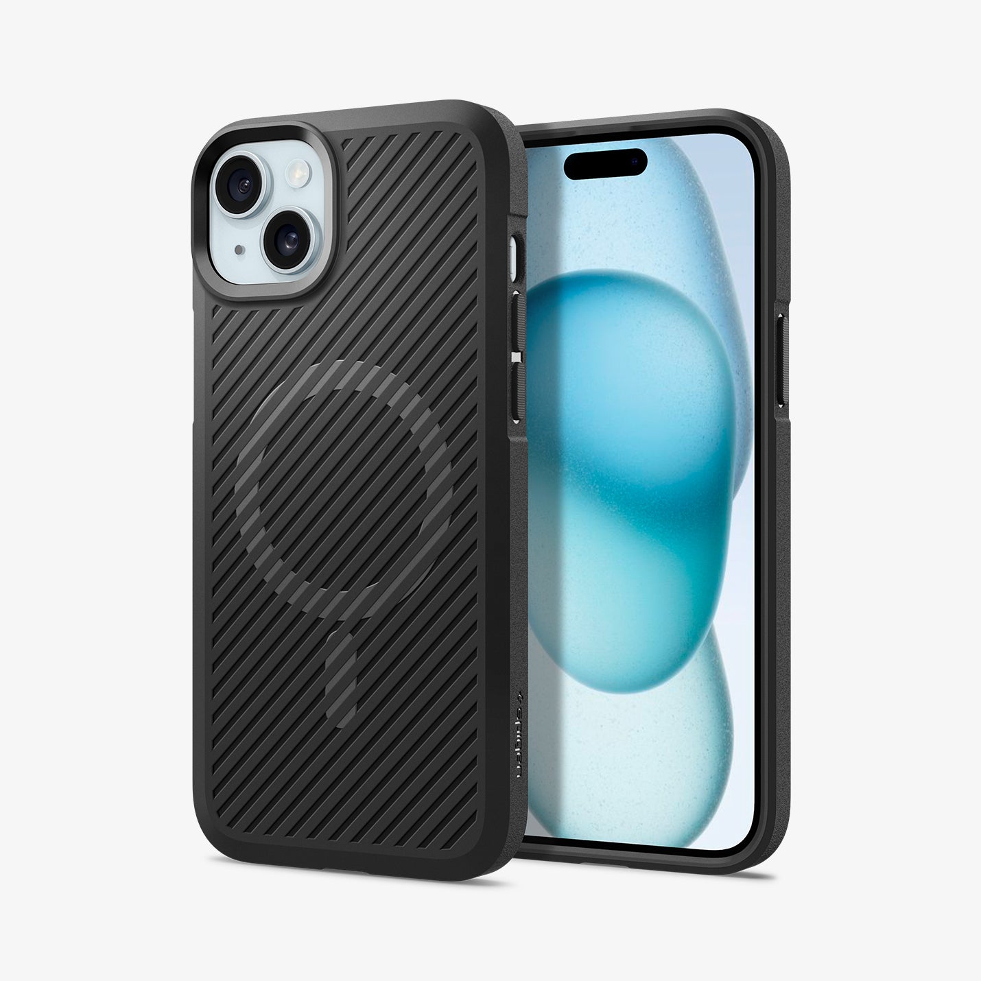ACS06455 - iPhone 15 Plus Case Core Armor (MagFit) in Matte Black showing the back and partial front and sides aligned with each other