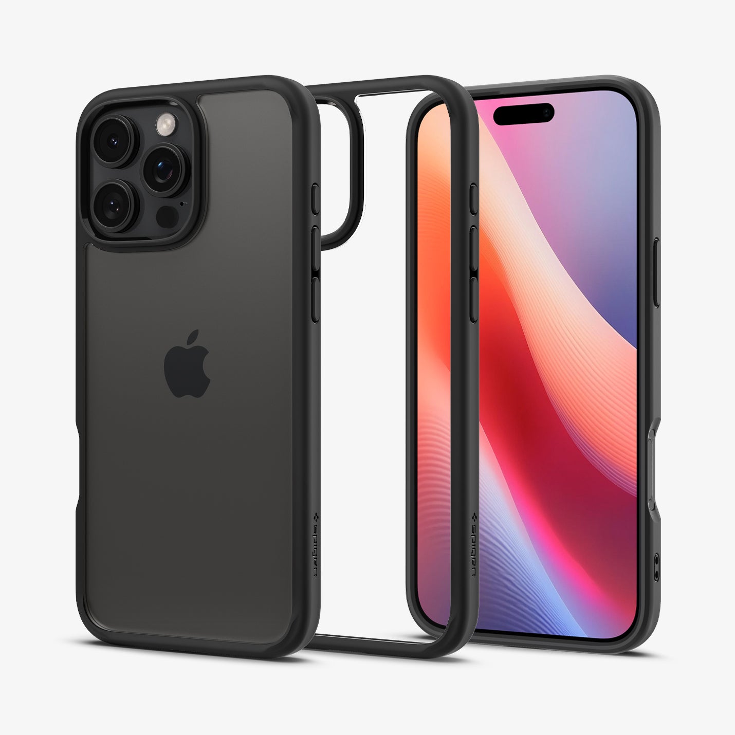 ACS08125 - iPhone 16 Pro Case Ultra Hybrid in Matte Black showing the back, partial sides, inner side and front
