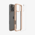 ACS08693 - iPhone 16 Pro Case Ultra Hybrid in Rose Titanium showing the back, detached from the frame of the case aligned with the device