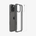 ACS08123 - iPhone 16 Pro Case Ultra Hybrid in Space Crystal showing the back, detached from the frame of the case aligned with the device