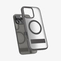 ACS08380 - iPhone 16 Pro Case Ultra Hybrid S (MagFit) in Frost Gray showing the back, hovering in front of a device