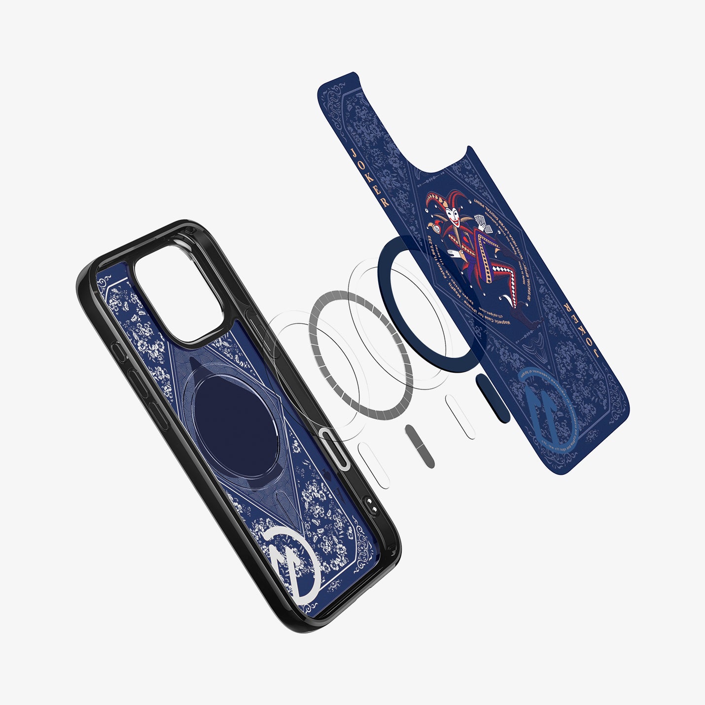 ACS09320 - iPhone 16 Pro Case c11 Series Fearless Edition (MagFit) in Fearless showing the inner layer hovering above the detached magnet rings and the case