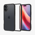 ACS08201 - iPhone 16 Case Ultra Hybrid in Matte Black showing the
back, partial sides, inner side and front