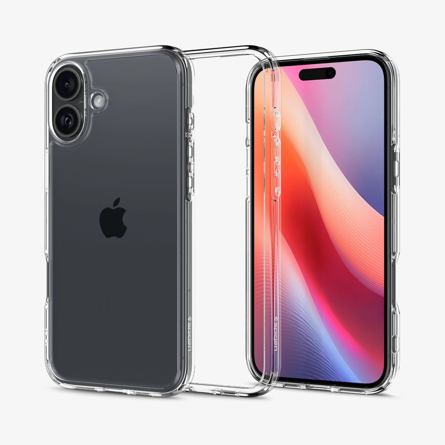ACS08197 - iPhone 16 Case Ultra Hybrid in Crystal Clear showing the back, partial sides, inner side and front