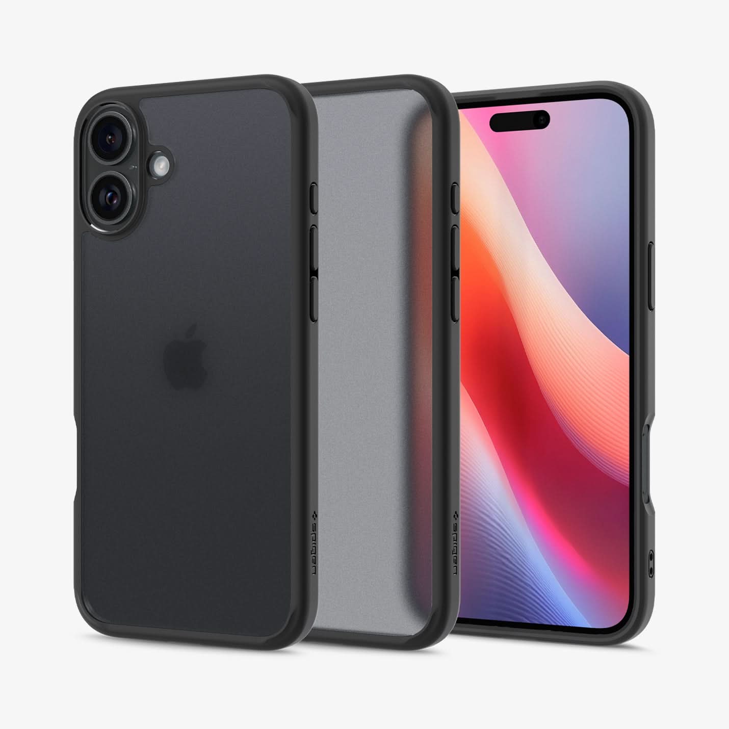 ACS08071 - iPhone 16 Plus Case Ultra Hybrid in Frost Black showing the back, partial sides, inner side and front