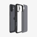 ACS08071 - iPhone 16 Plus Case Ultra Hybrid in Frost Black showing the back, detached from the frame of the case aligned with the device