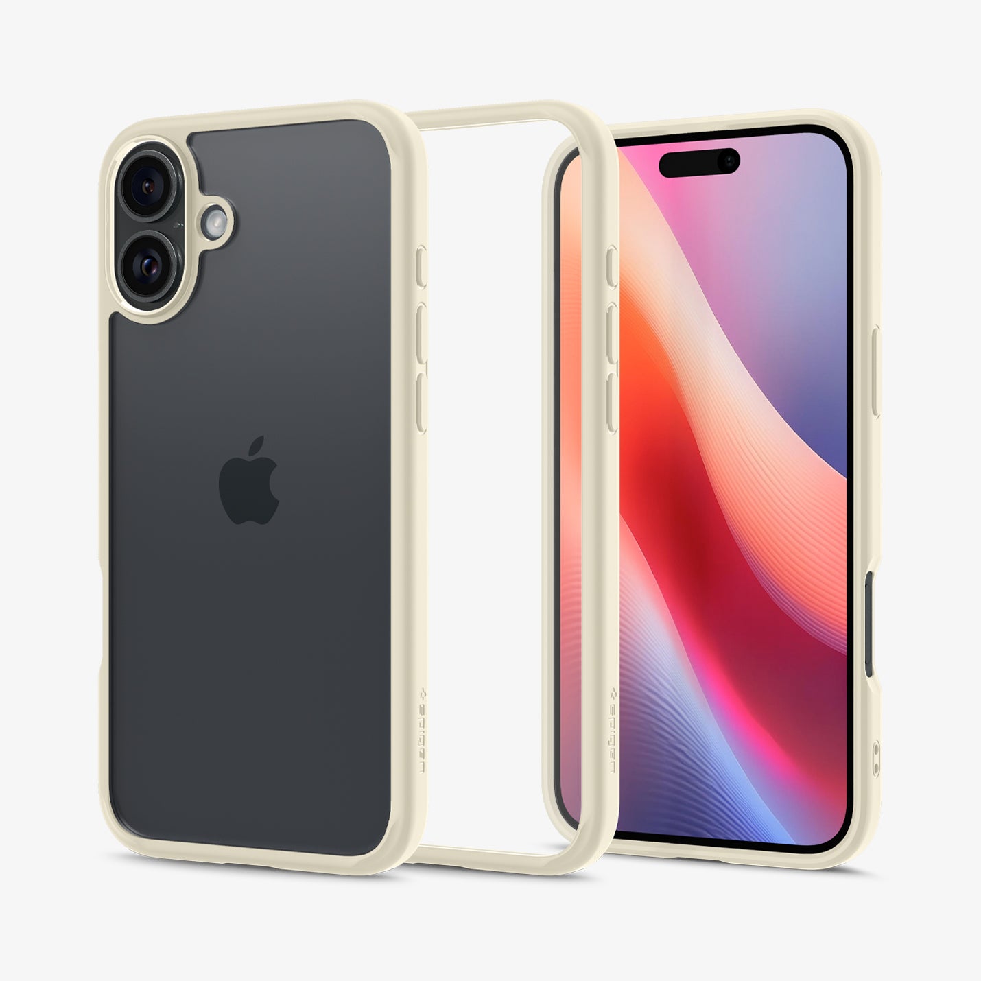ACS08073 - iPhone 16 Plus Case Ultra Hybrid in Mute Beige showing the back, partial sides, inner side and front