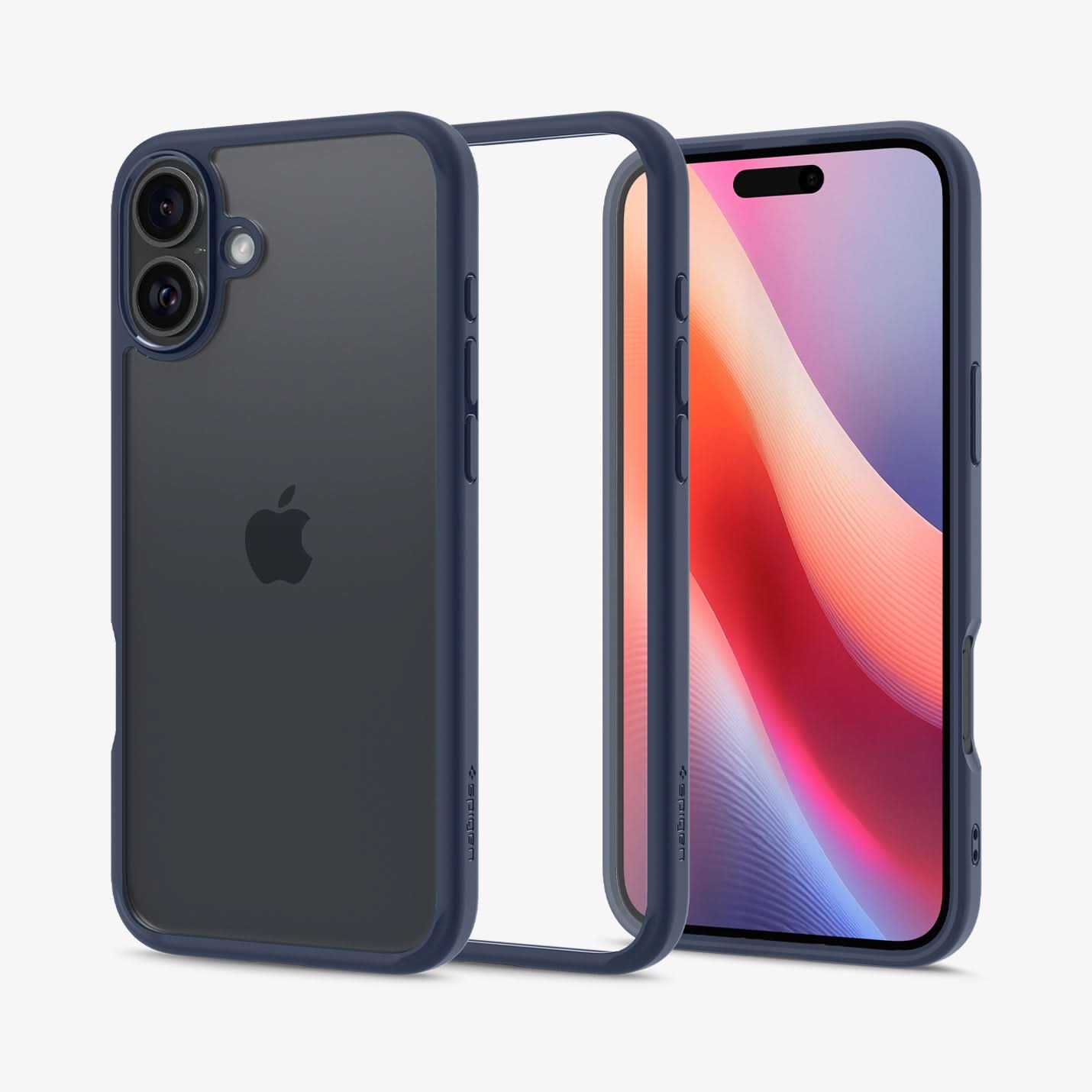 ACS08202 - iPhone 16 Case Ultra Hybrid in Navy Blue showing the back, partial sides, inner side and front