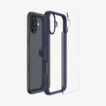 ACS08202 - iPhone 16 Case Ultra Hybrid in Navy Blue showing the back, detached from the frame of the case aligned with the device