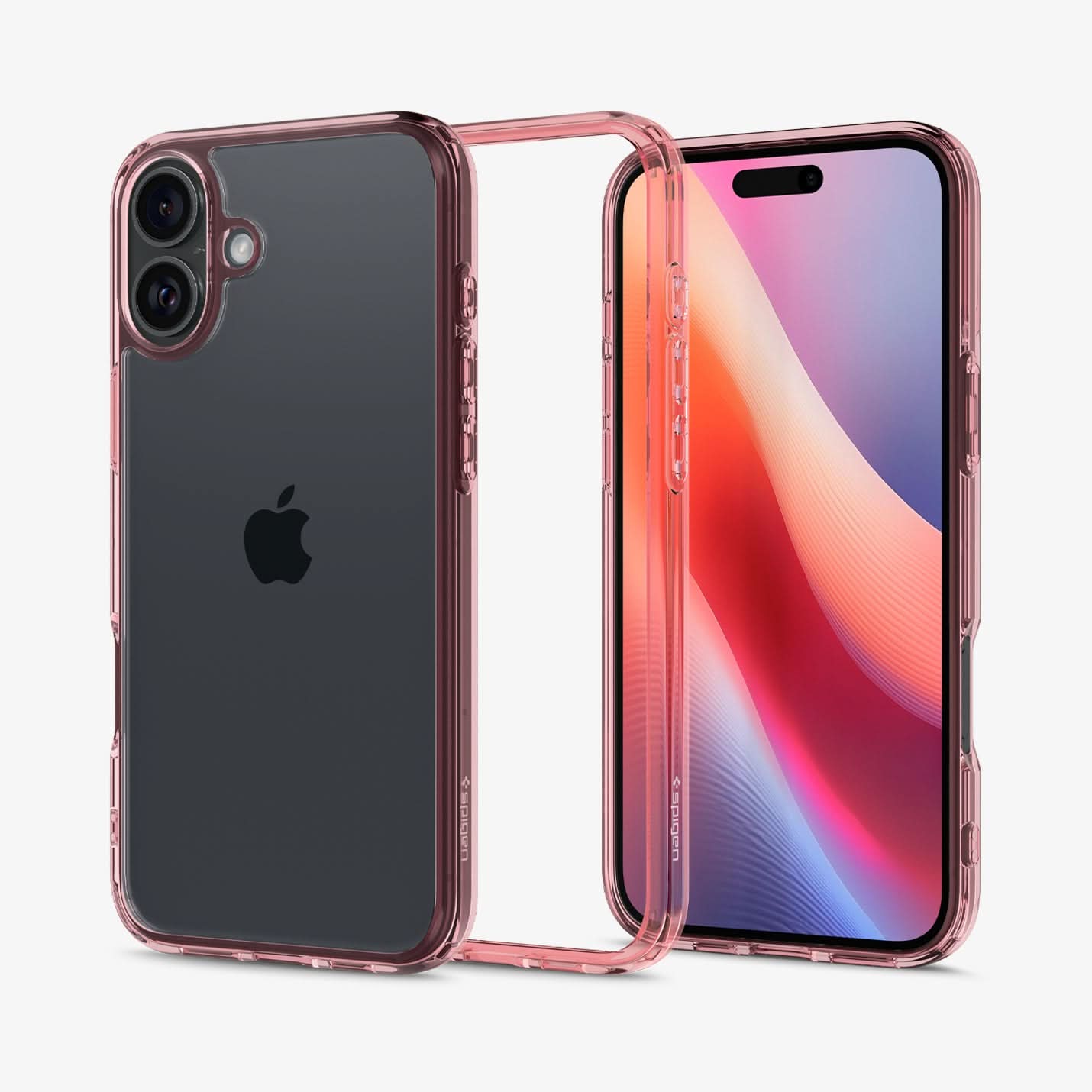 ACS08198 - iPhone 16 Case Ultra Hybrid in Rose Crystal showing the back, partial sides, inner side and front