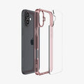 ACS08198 - iPhone 16 Case Ultra Hybrid in Rose Crystal showing the back, detached from the frame of the case aligned with the device