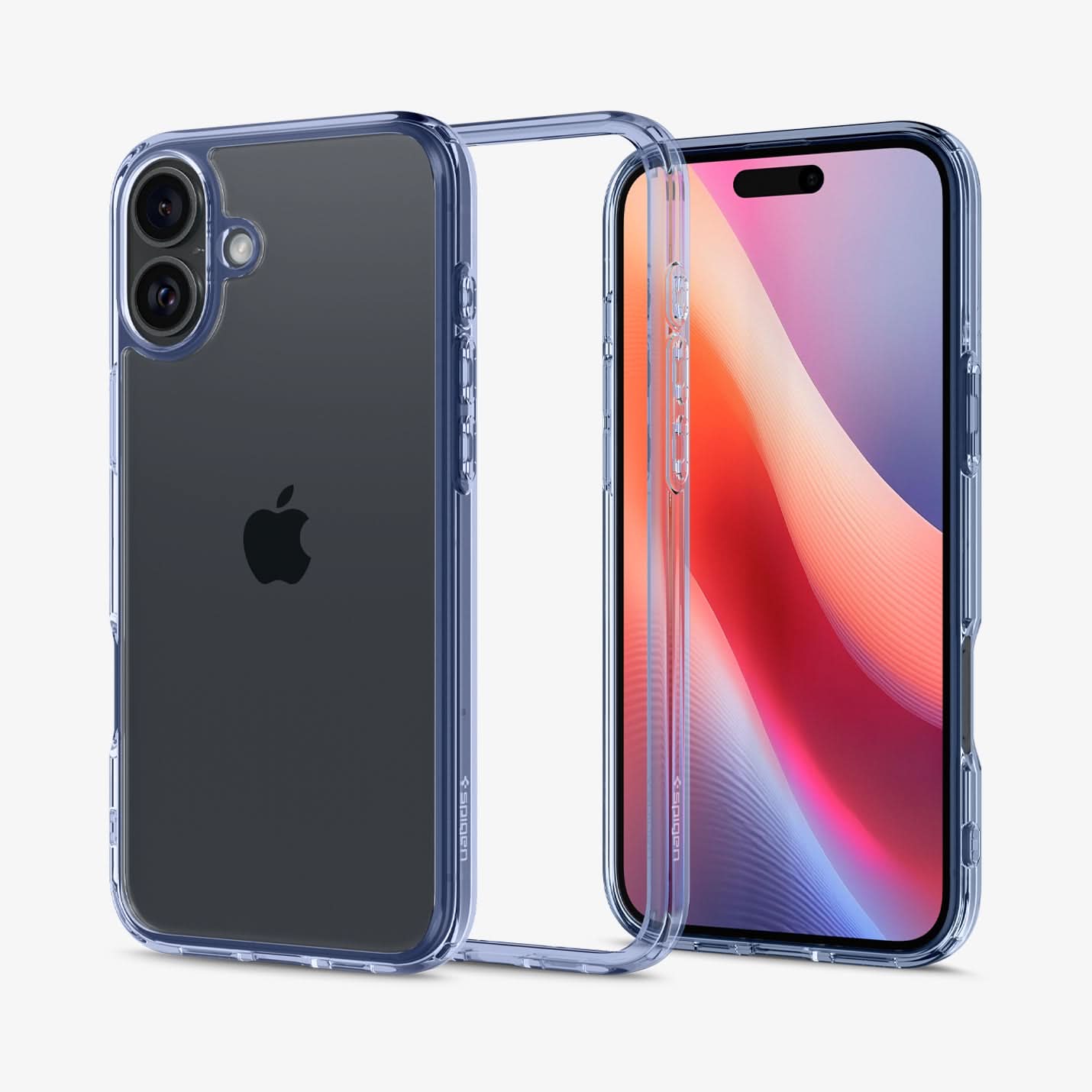 ACS08074 - iPhone 16 Plus Case Ultra Hybrid in Sky Crystal showing the back, partial sides, inner side and front