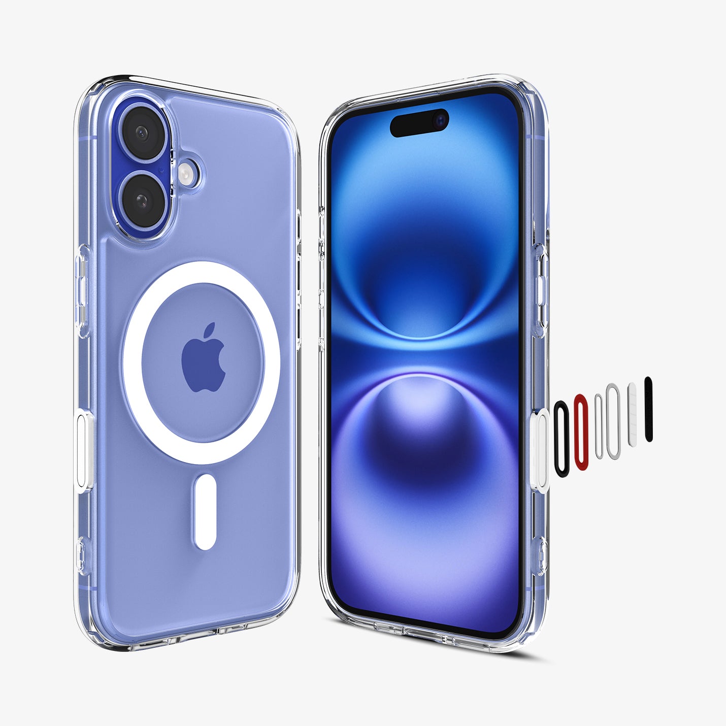 ACS09073 - iPhone 16 Case Ultra Hybrid T (MagFit + Camera Control) in White showing the back, front and sides with parts of the button detached