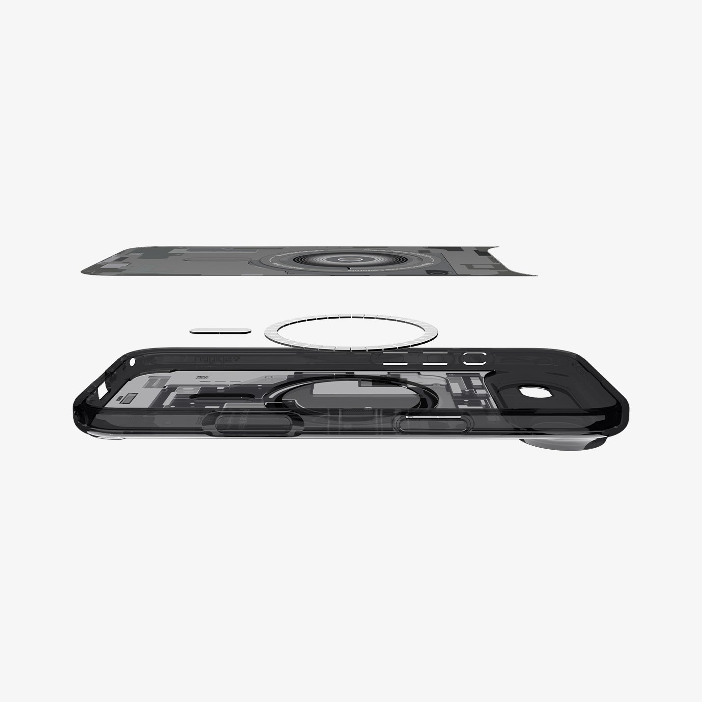 ACS10058 - iPhone 17 Air Ultra Hybrid Zero One (MagFit) in Zero One Black showing the multiple layers of case