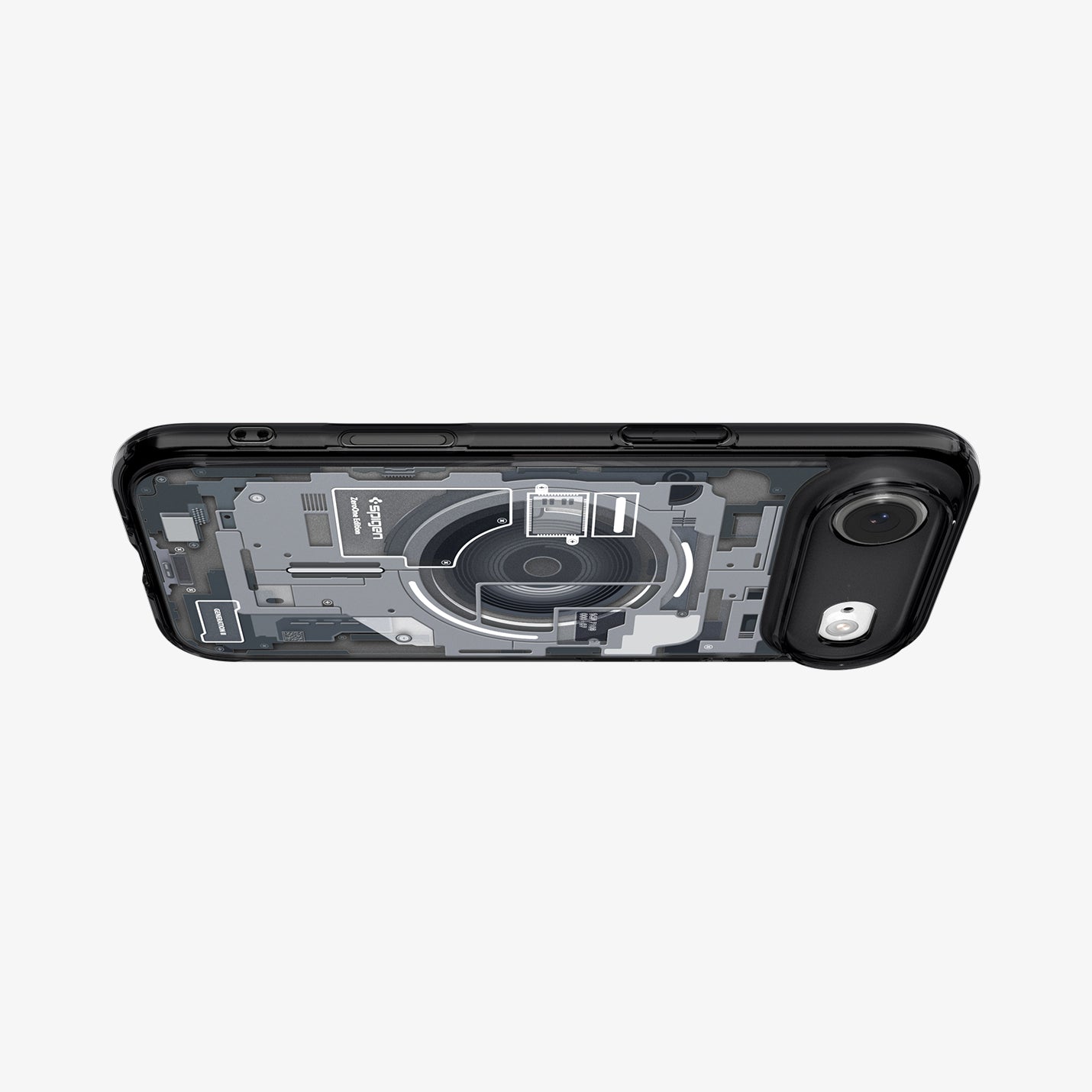 ACS10058 - iPhone 17 Air Ultra Hybrid Zero One (MagFit) in Zero One Black showing layer and magfit magnet above the case