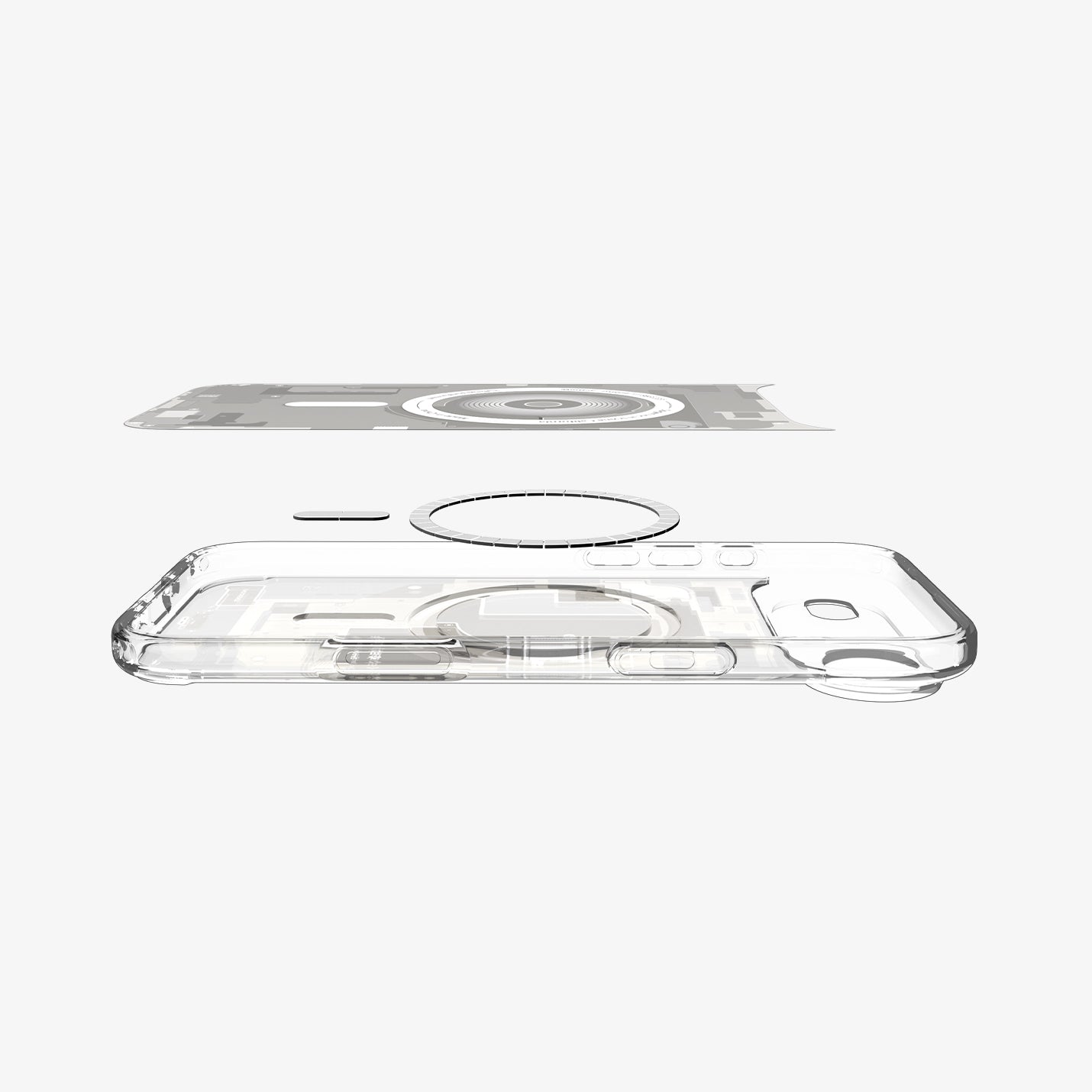 ACS10057 - iPhone 17 Air Ultra Hybrid Zero One (MagFit) in Zero One Natural Titanium showing the multiple layers of case