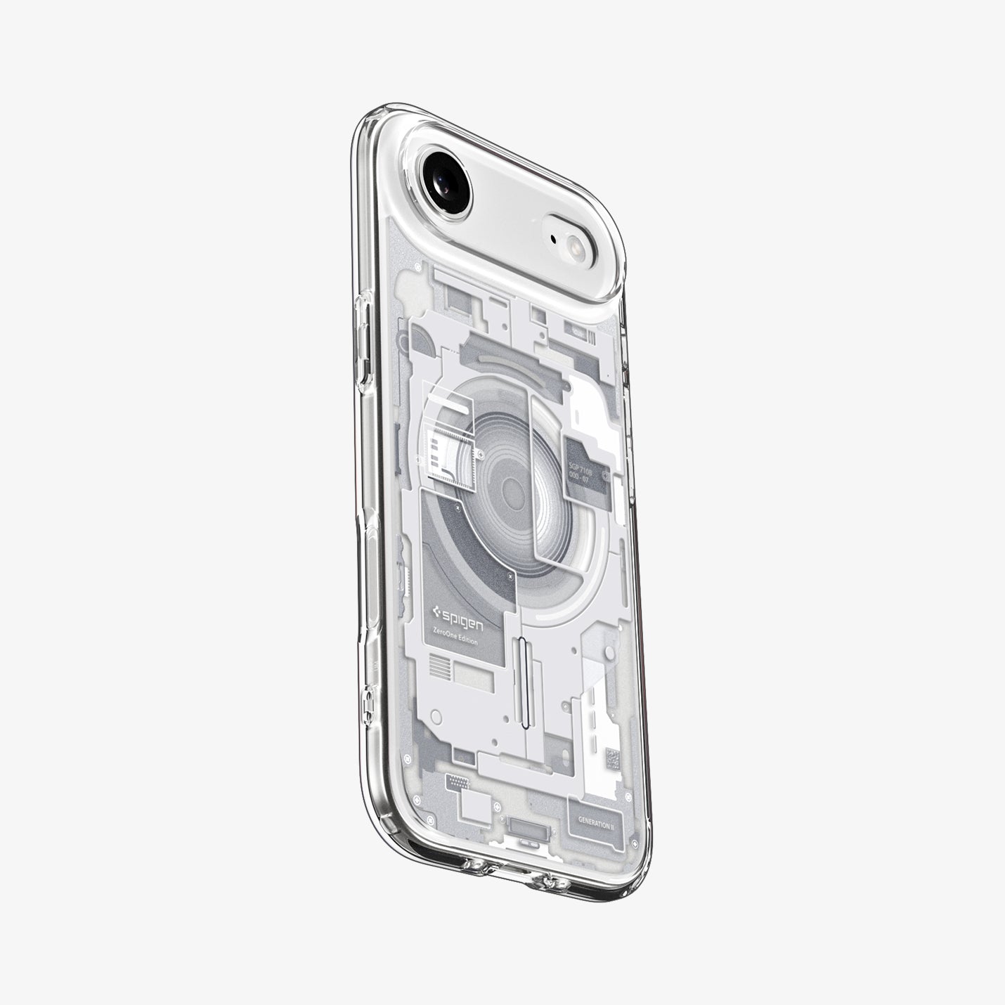 ACS10056 - iPhone 17 Air Ultra Hybrid Zero One (MagFit) in Zero One White showing the side, back and top