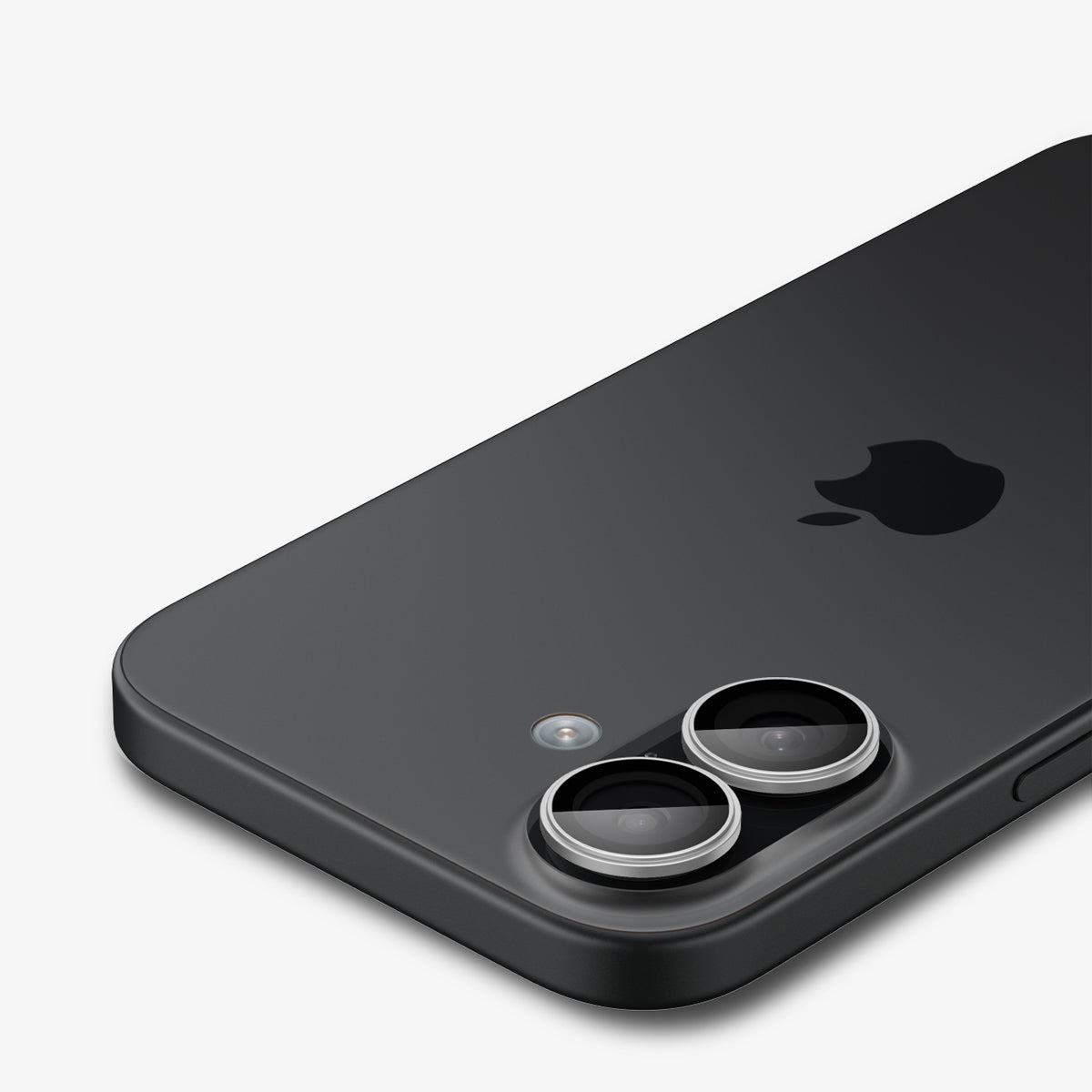 AGL10126 - iPhone 17 Optik Pro EZ Fit Lens Protector in silver showing the back, top and side