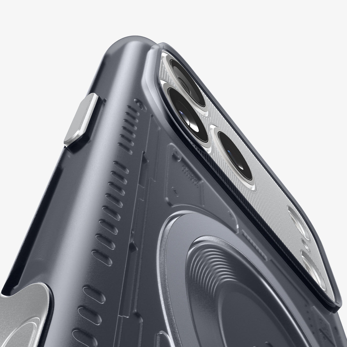 ACS09960 - iPhone 17 Pro Case Classic C1 (MagFit) in graphite showing the back and side zoomed in