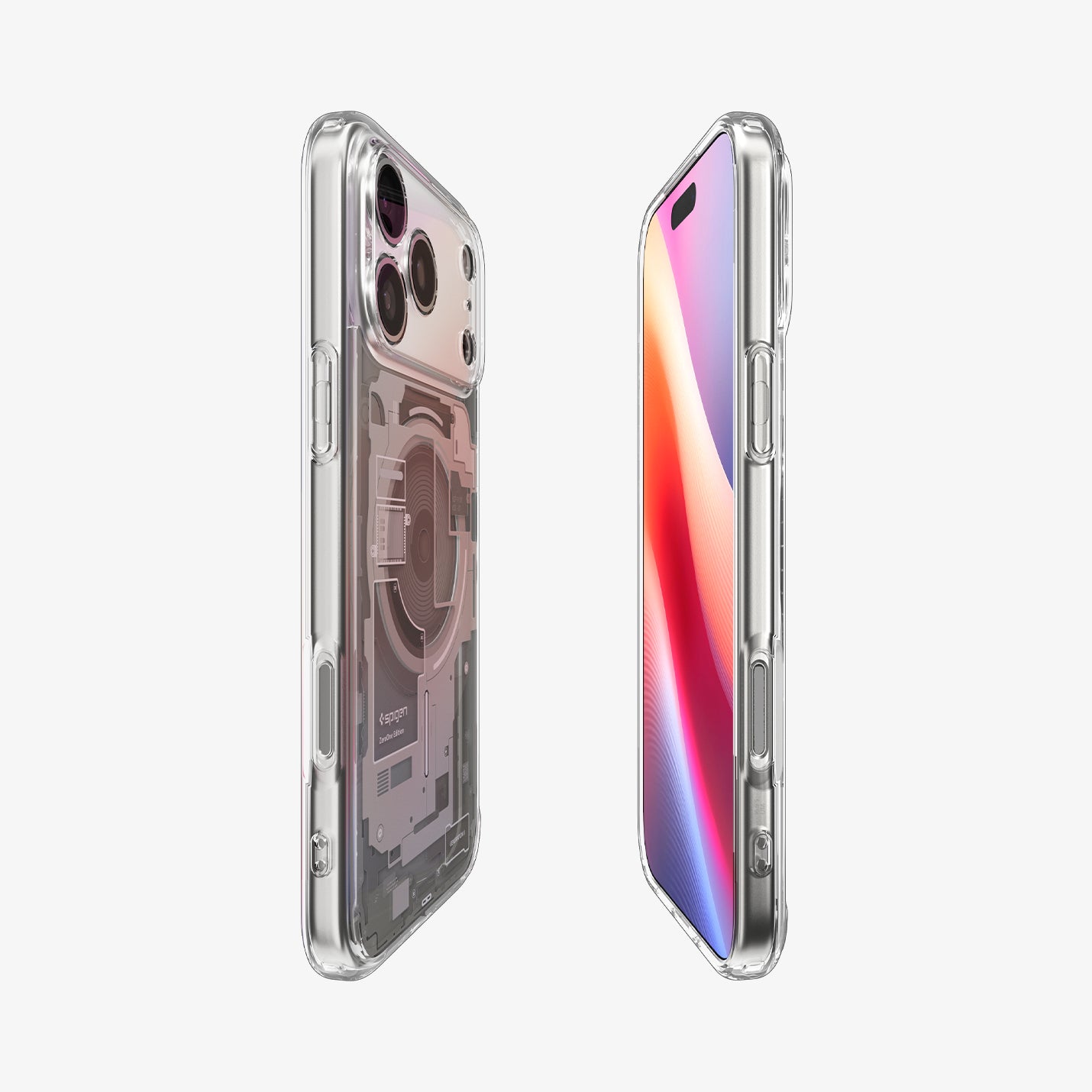 ACS10072 - iPhone 17 Pro Case Ultra Hybrid Zero One (MagFit) in Zero One Natural Titanium showing the partial front, partial back and sides