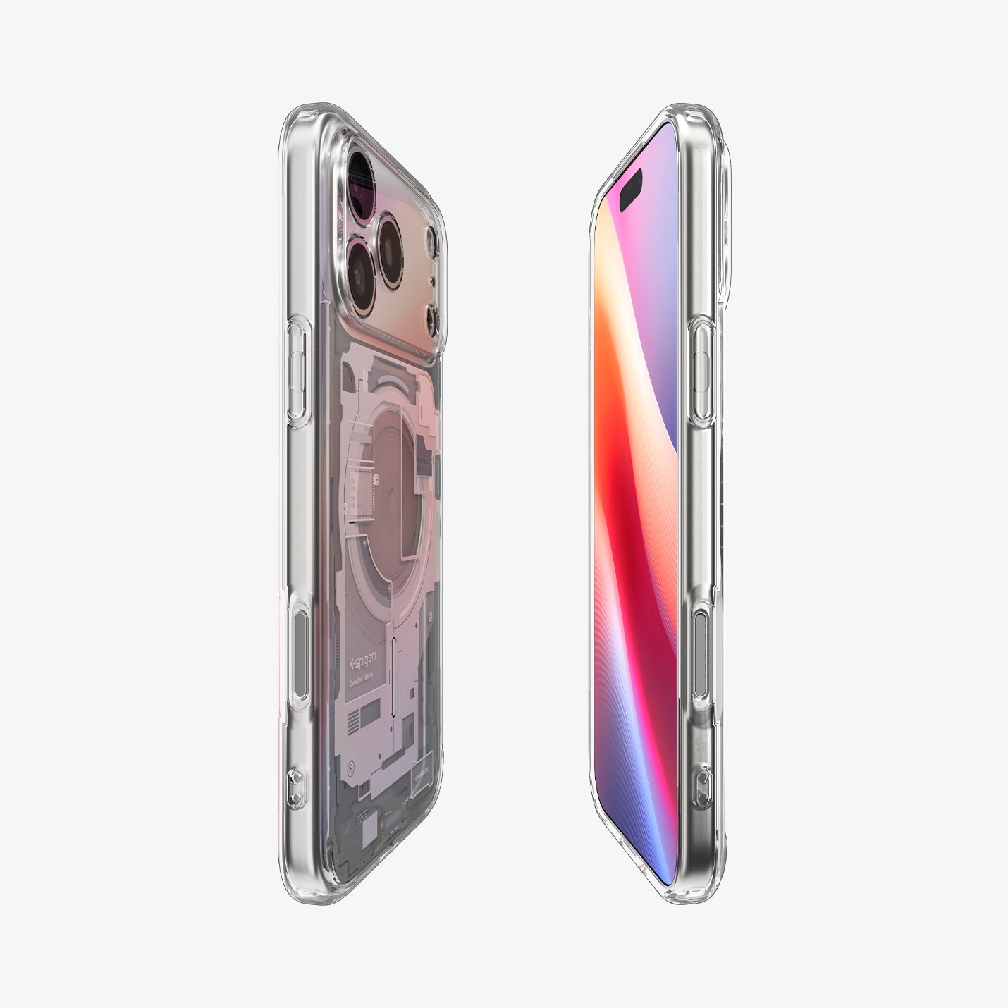 ACS10040 - iPhone 17 Pro Max Case Ultra Hybrid Zero One (MagFit) in Zero One White showing the partial front, partial back and sides