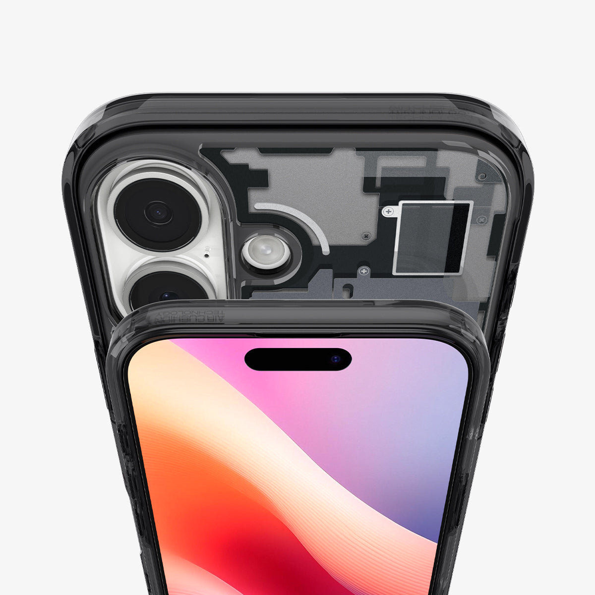 ACS10089 - iPhone 17 Ultra Hybrid Zero One (MagFit) in Zero One Black showing back with camera and front