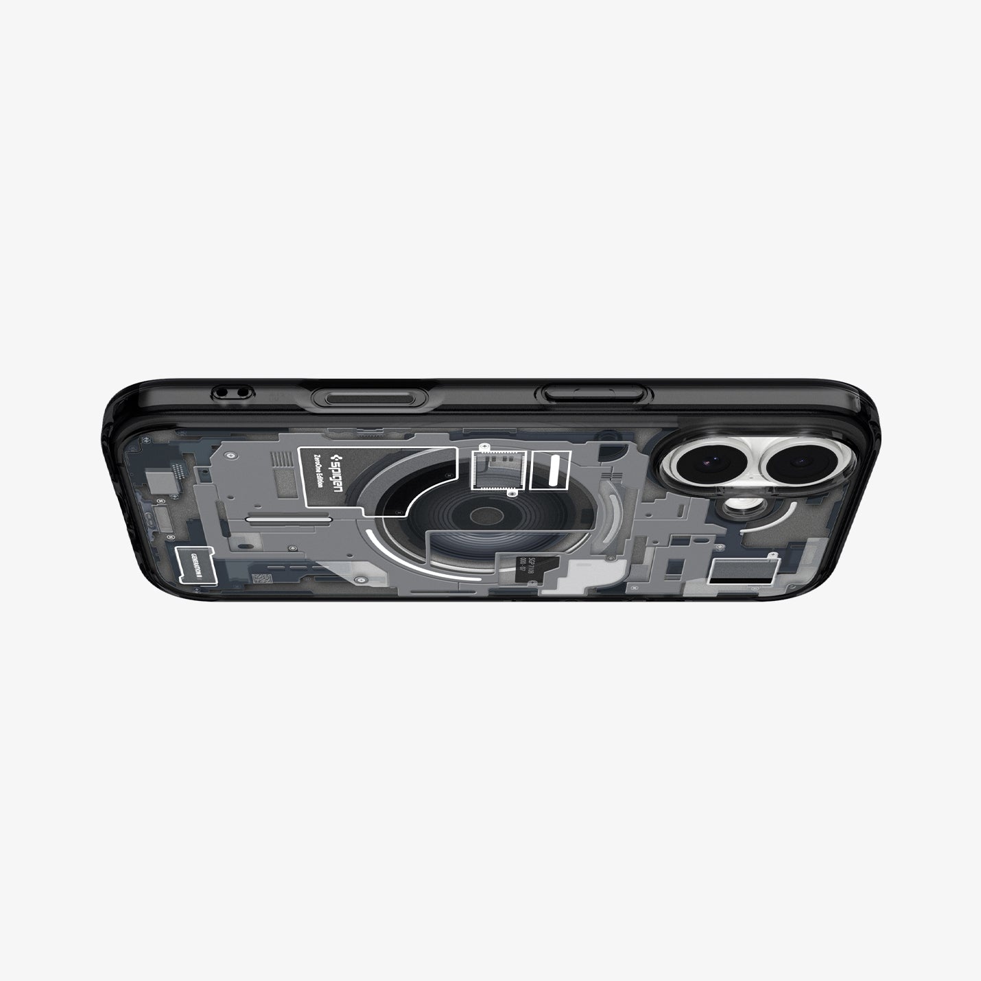 ACS10089 - iPhone 17 Ultra Hybrid Zero One (MagFit) in Zero One Black showing layer and magfit magnet above the case