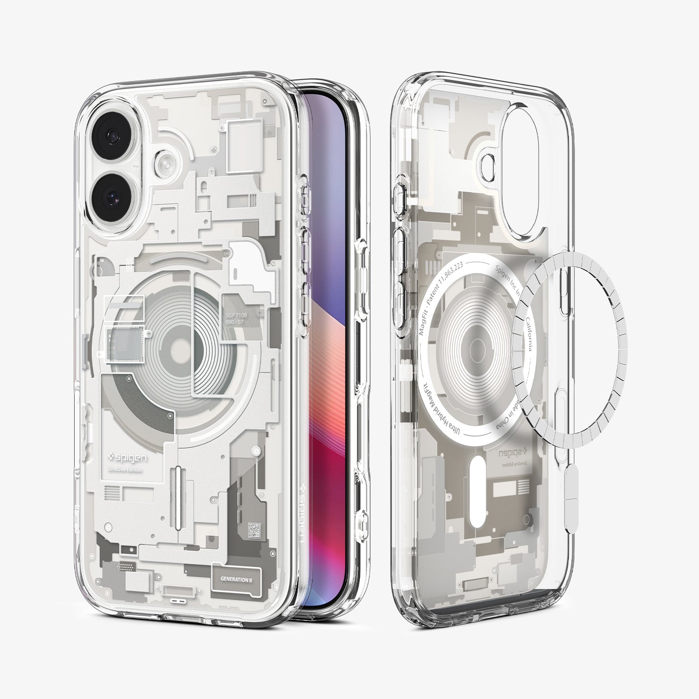 ACS10088 - iPhone 17 Ultra Hybrid Zero One (MagFit) in Zero One Natural Titanium showing the back, partial inner, partial front and sides
