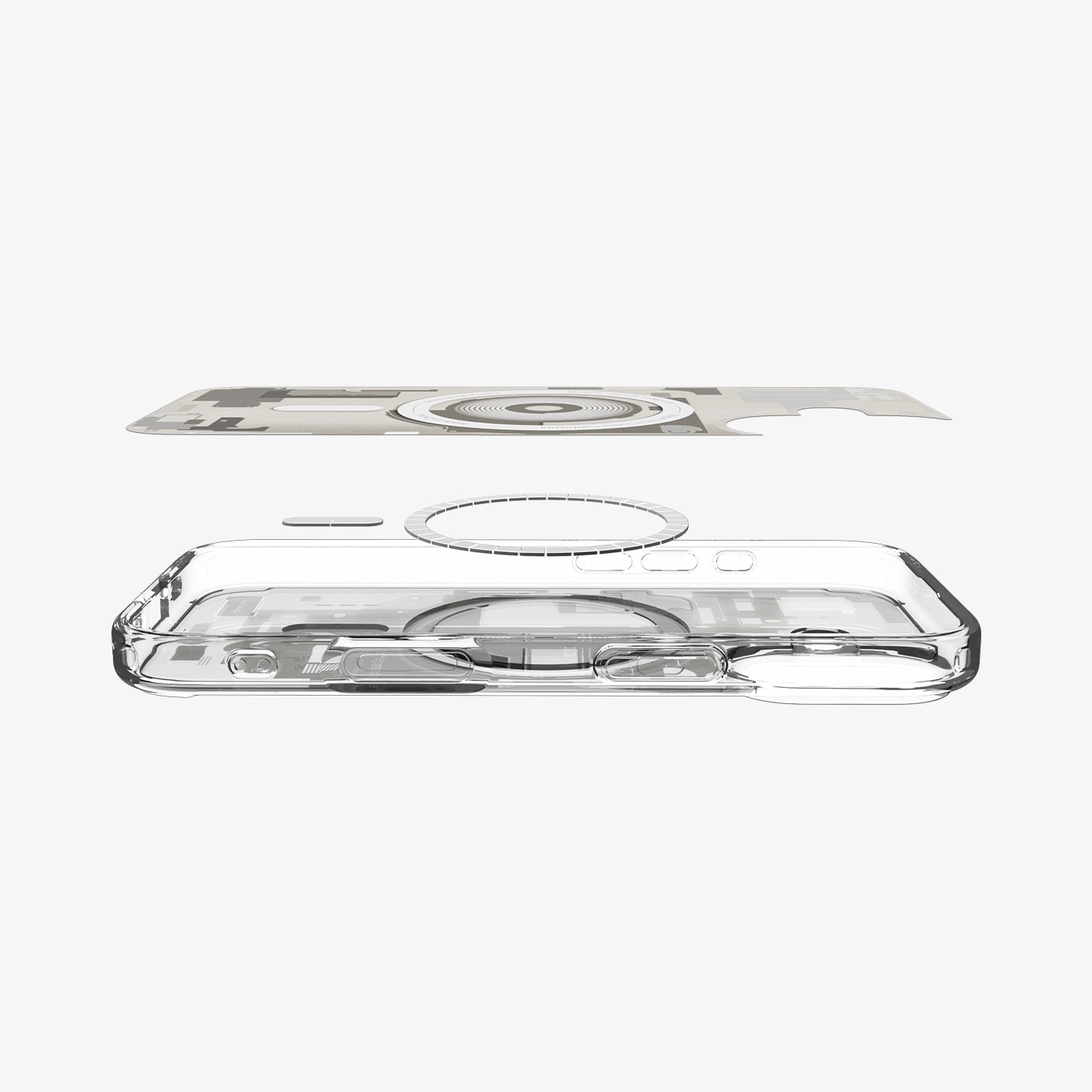 ACS10088 - iPhone 17 Ultra Hybrid Zero One (MagFit) in Zero One Natural Titanium showing the multiple layers of case