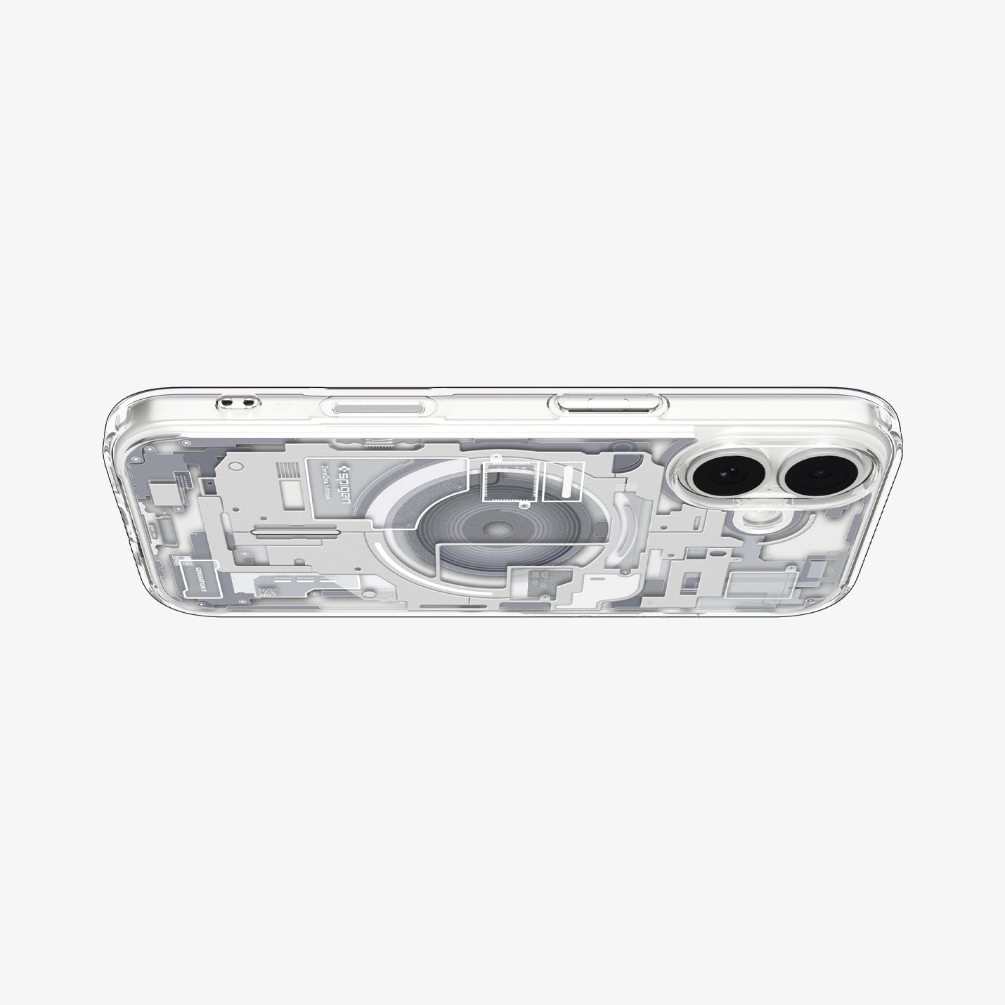 ACS10087 - iPhone 17 Ultra Hybrid Zero One (MagFit) in Zero One White showing layer and magfit magnet above the case