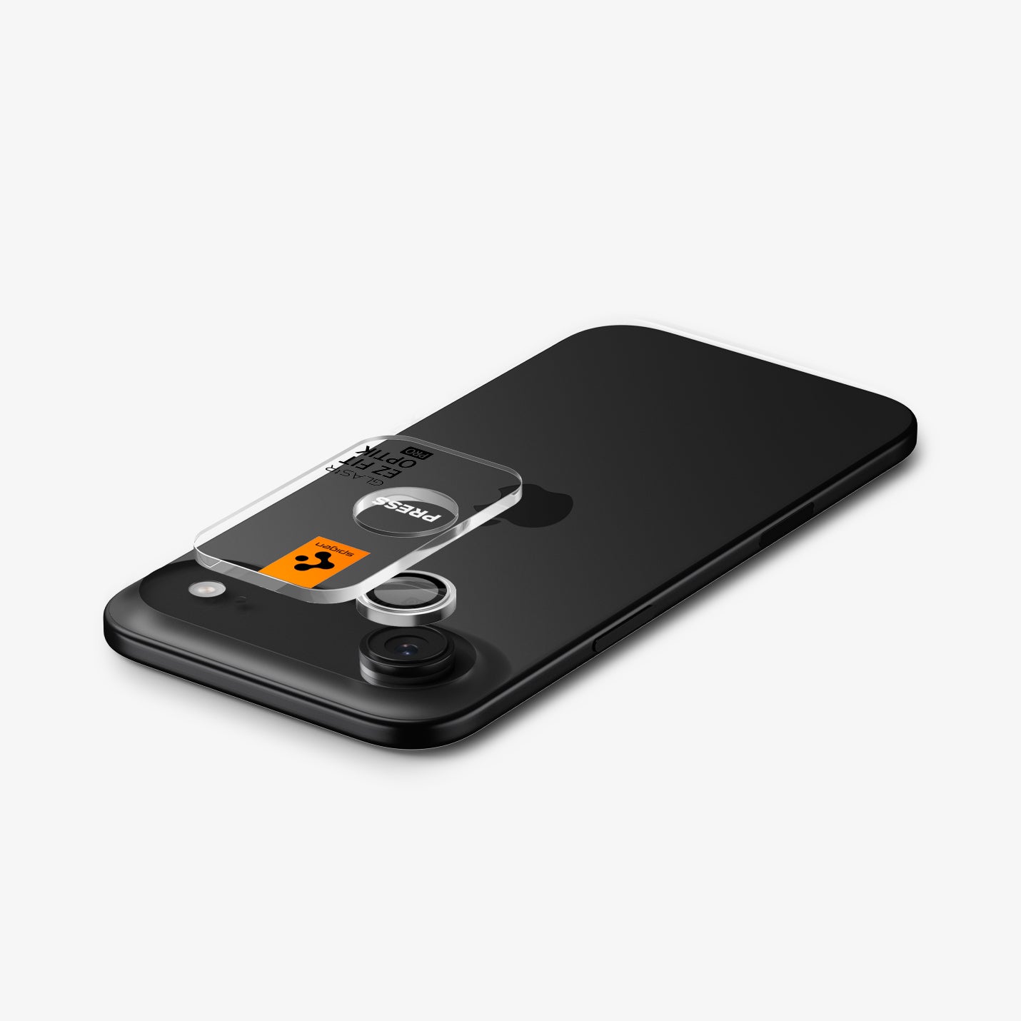 AGL10132 - iPhone 17 Air Optik Pro EZ Fit Lens Protector in silver showing the ez fit tray hovering above the camera lens