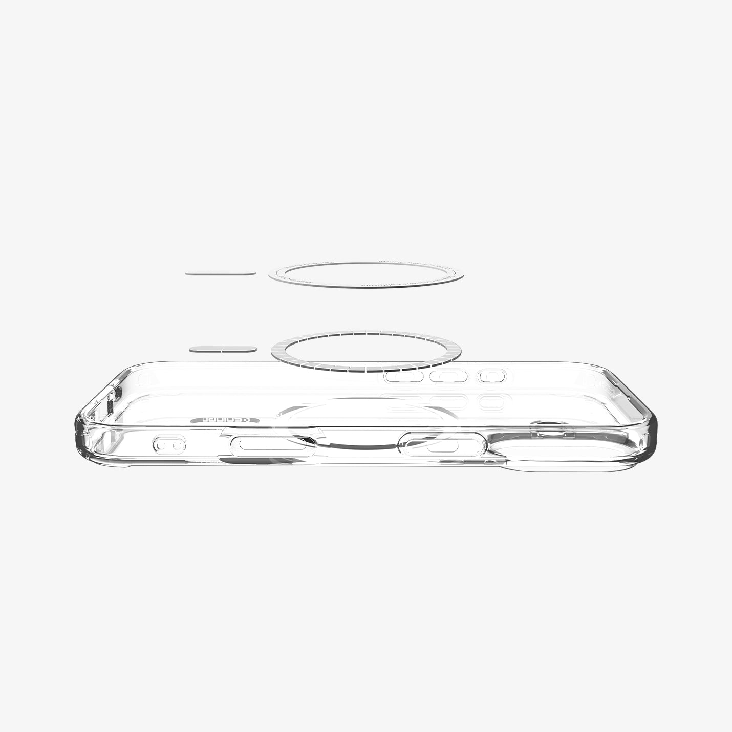 ACS10086 - iPhone 17 Ultra Hybrid (MagFit) in Frost White showing layer and magfit magnet above the case