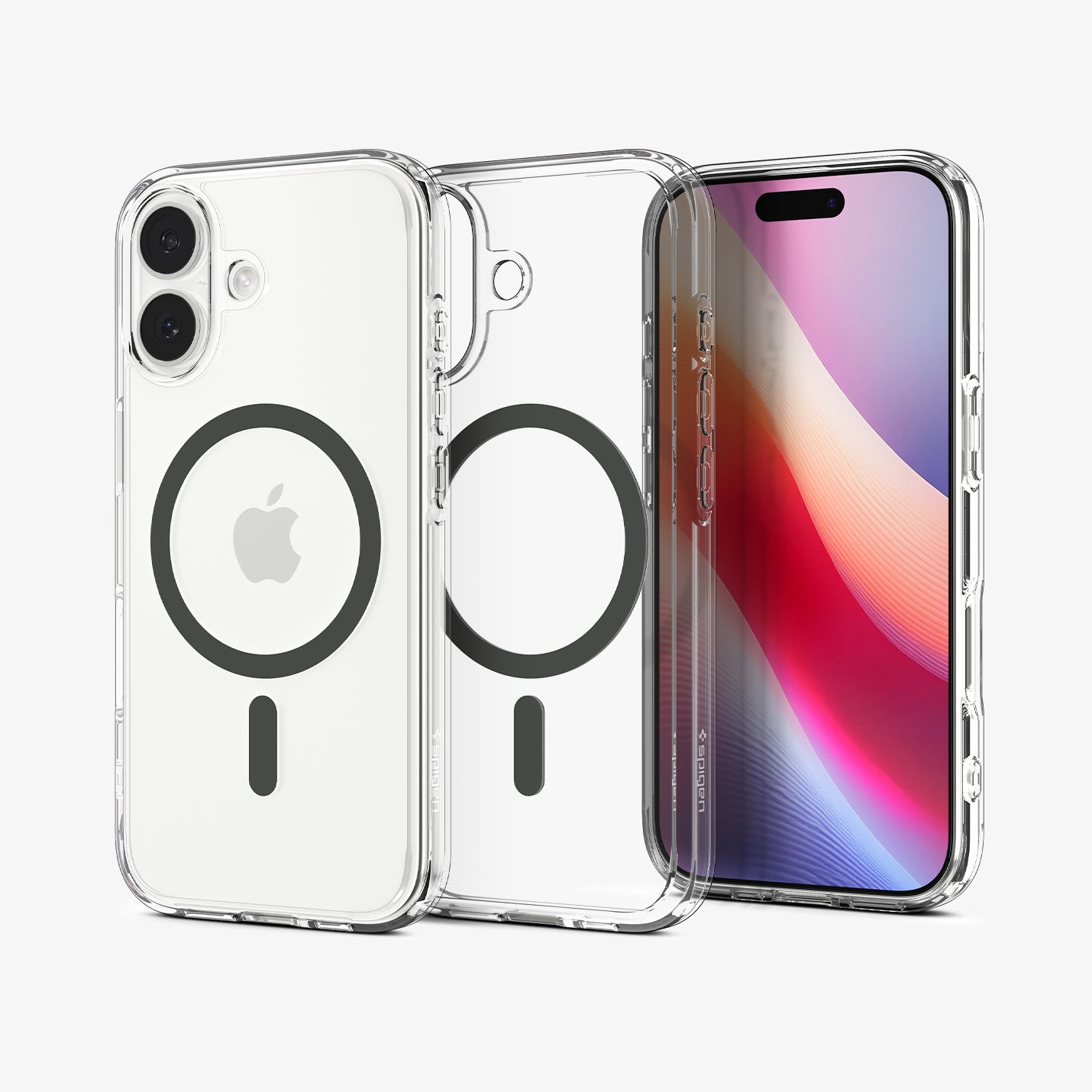 ACS10083 - iPhone 17 Ultra Hybrid (MagFit) in Clear Graphite showing the back, partial inner, partial front and sides