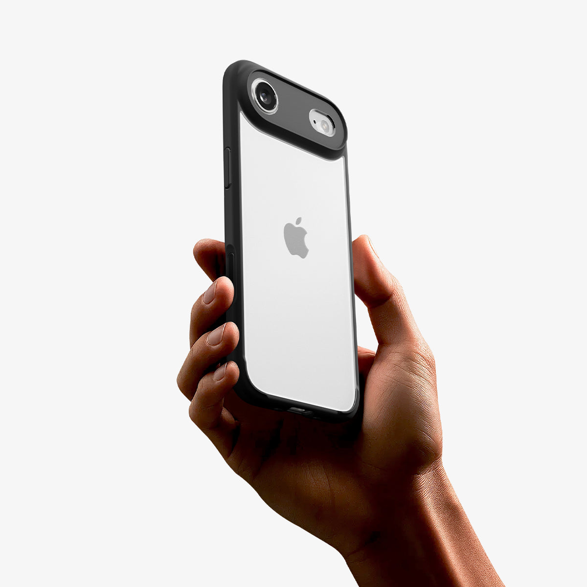 ACS10050 - iPhone 17 Air Ultra Hybrid in Matte Black showing back of the case holding with hands