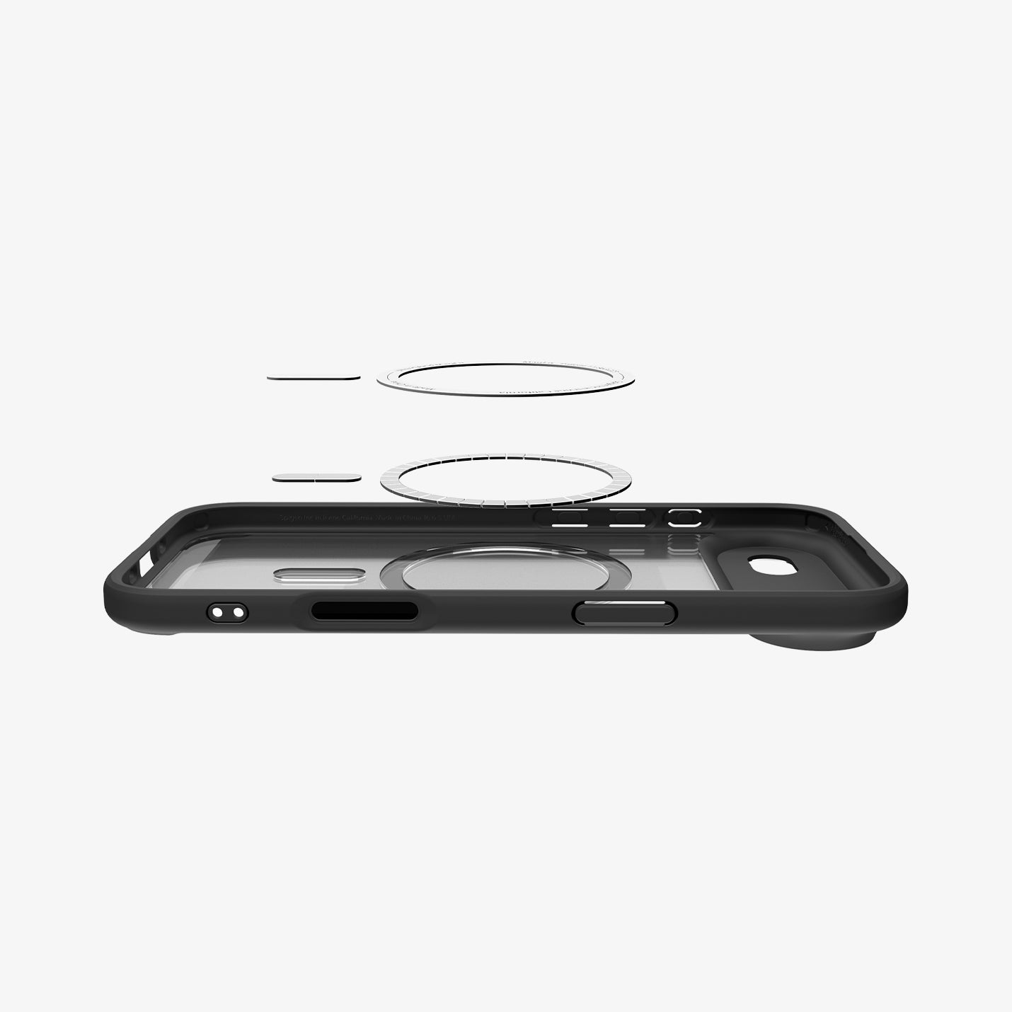ACS10054 - iPhone 17 Air Ultra Hybrid (MagFit) in Frost Black showing layer and magfit magnet above the case