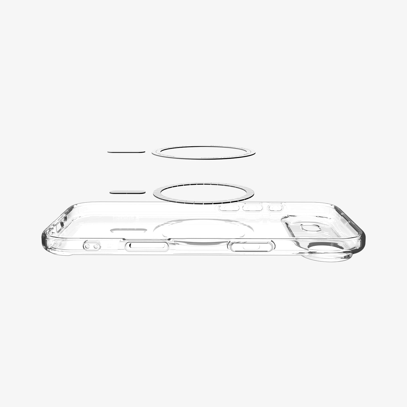 ACS10055 - iPhone 17 Air Ultra Hybrid (MagFit) in Frost White showing layer and magfit magnet above the case