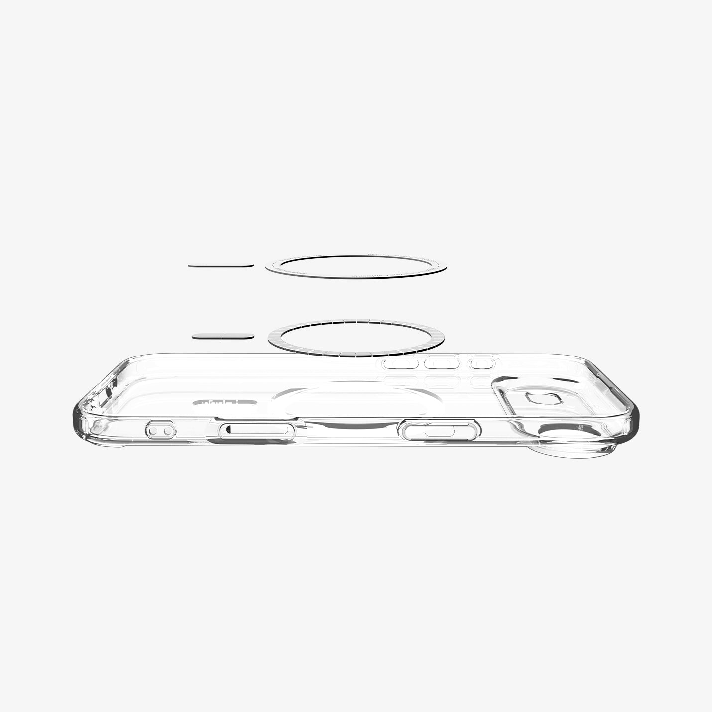 ACS10052 - iPhone 17 Air Ultra Hybrid (MagFit) in Clear Graphite showing layer and magfit magnet above the case