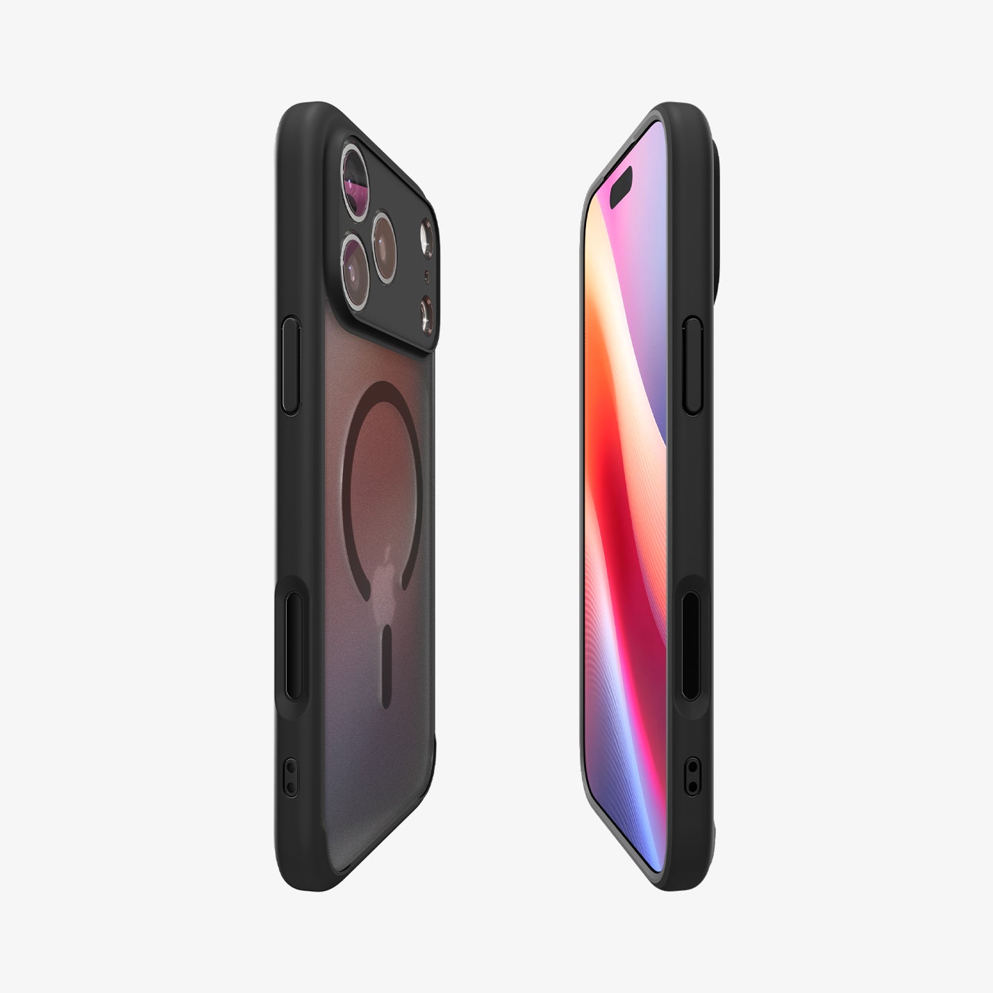 ACS10069 - iPhone 17 Pro Ultra Hybrid (MagFit) in Frost Black showing the partial front, partial back and sides