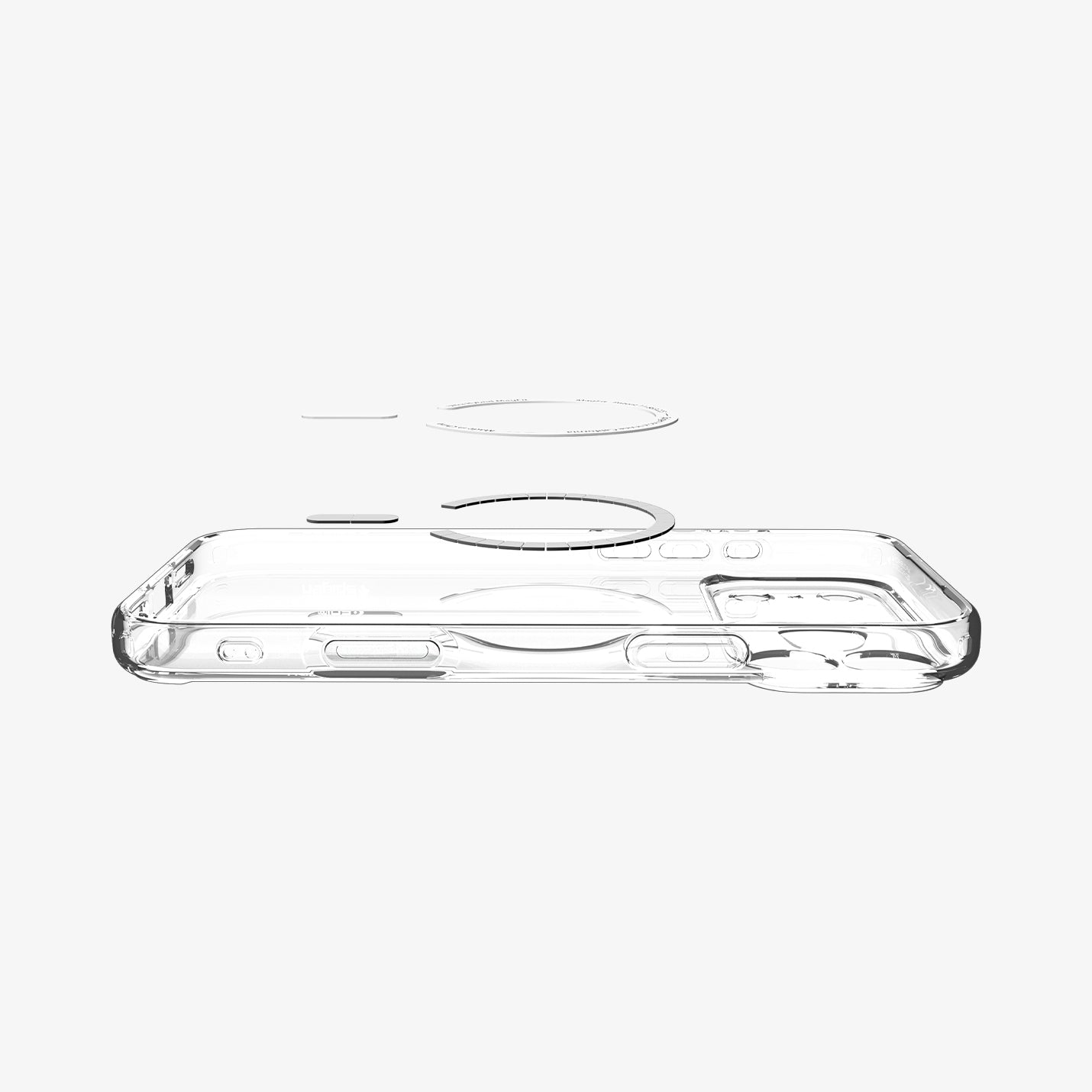 ACS10070 - iPhone 17 Pro Ultra Hybrid (MagFit) in Frost White showing layer and magfit magnet above the case