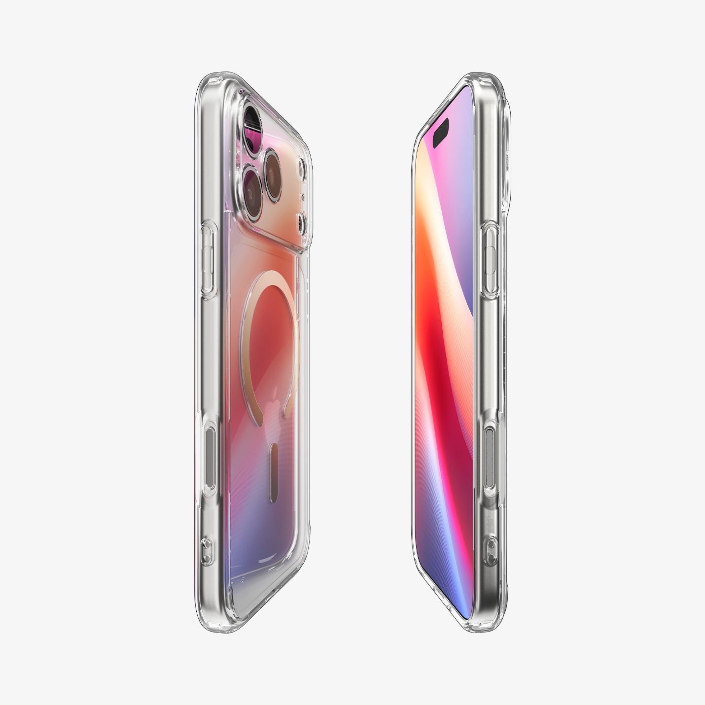 ACS10068 - iPhone 17 Pro Ultra Hybrid (MagFit) in Clear Gold showing the partial front, partial back and sides
