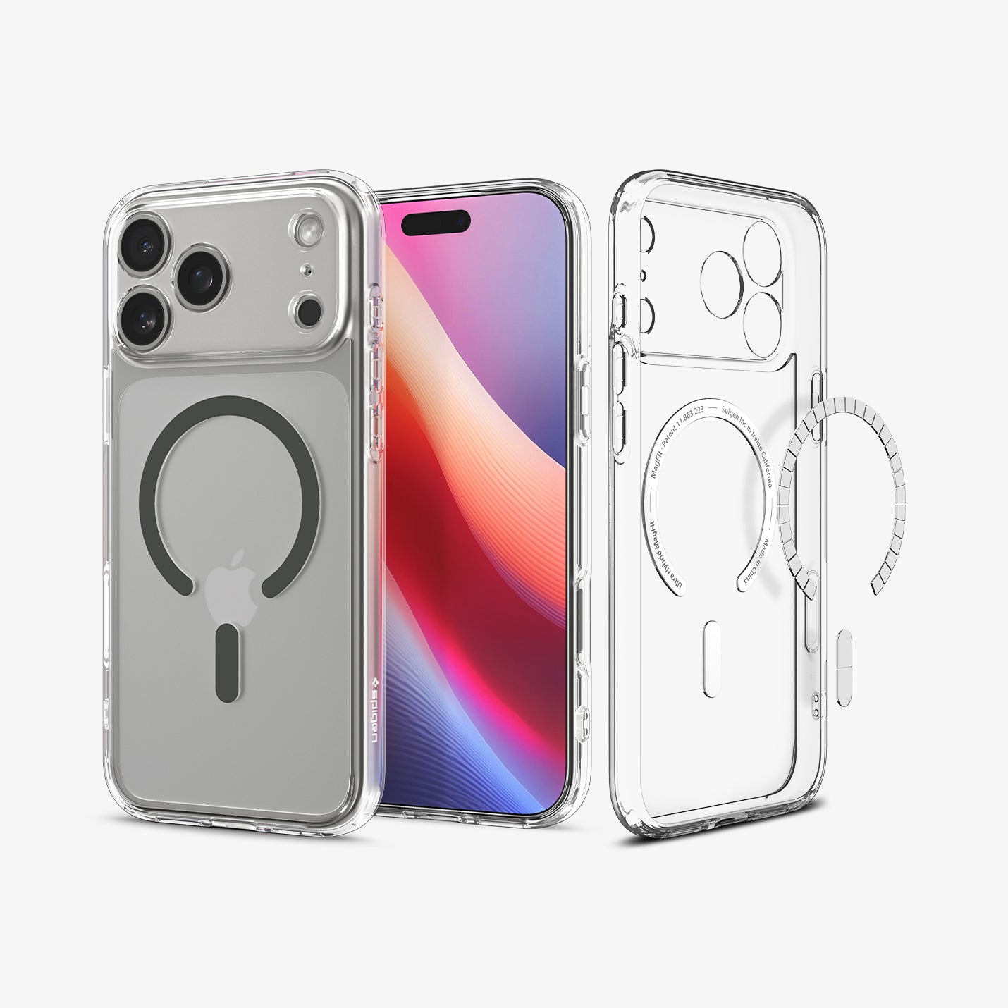 ACS10067 - iPhone 17 Pro Ultra Hybrid (MagFit) in Clear Graphite showing the back, partial inner, partial front and sides