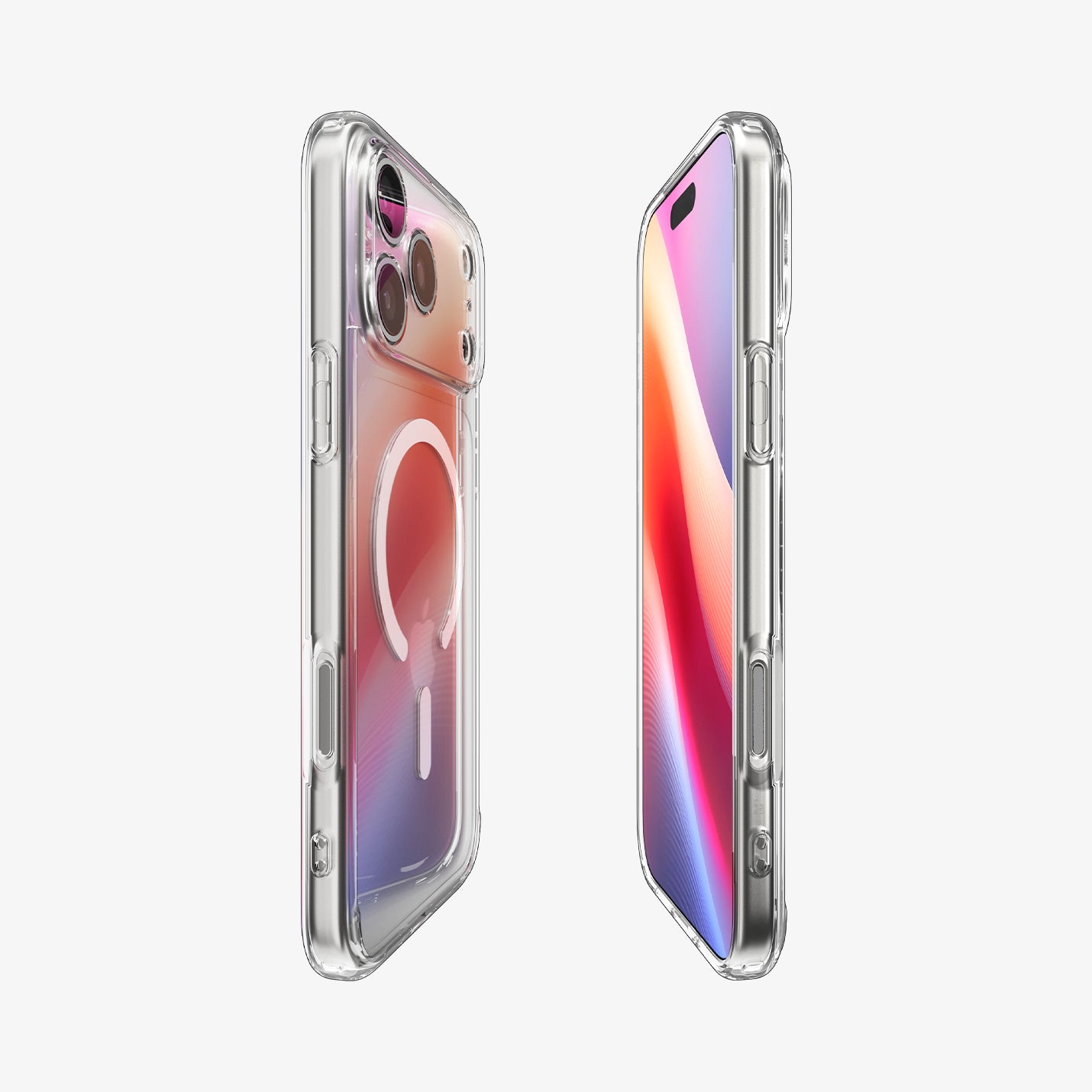 ACS10035 - iPhone 17 Pro Max Ultra Hybrid (MagFit) in Clear White showing the partial front, partial back and sides